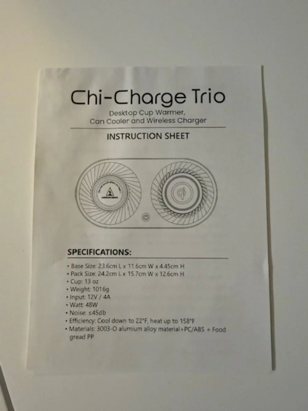 Chi-Charger Trio - Phone Charge + Beverage Center NEW